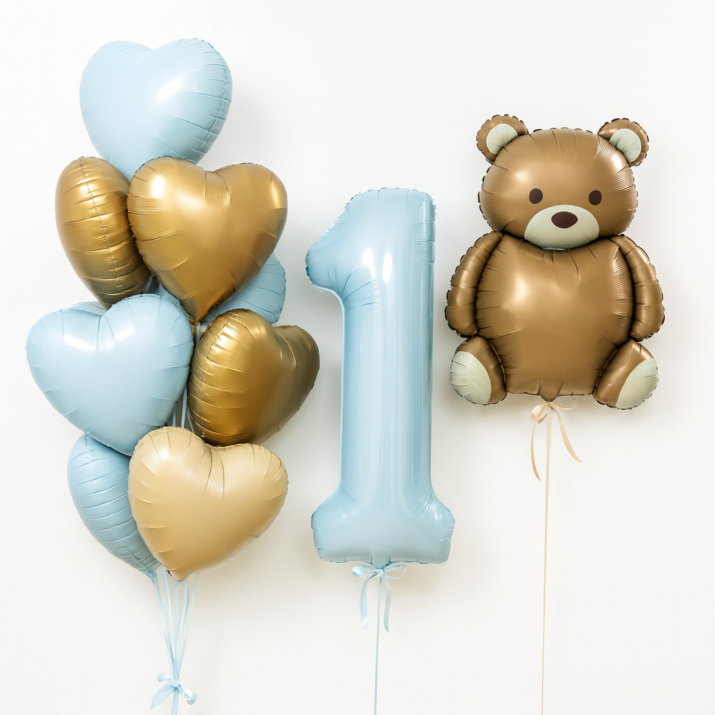 Cutie Teddy Bear Birthday Set / Pink and Blue