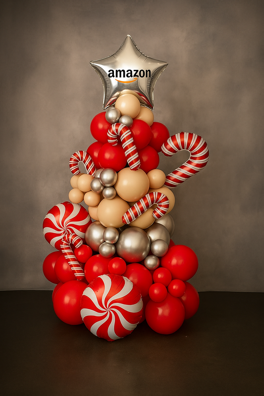 Candy Cane Christmas Tree Balloon Column