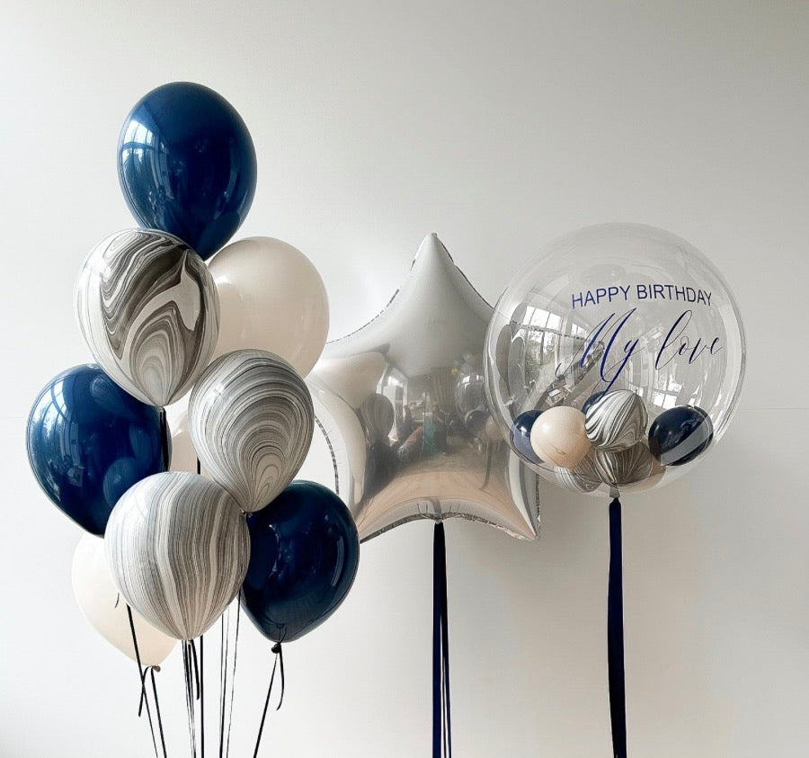 Navy Marble Balloon Set