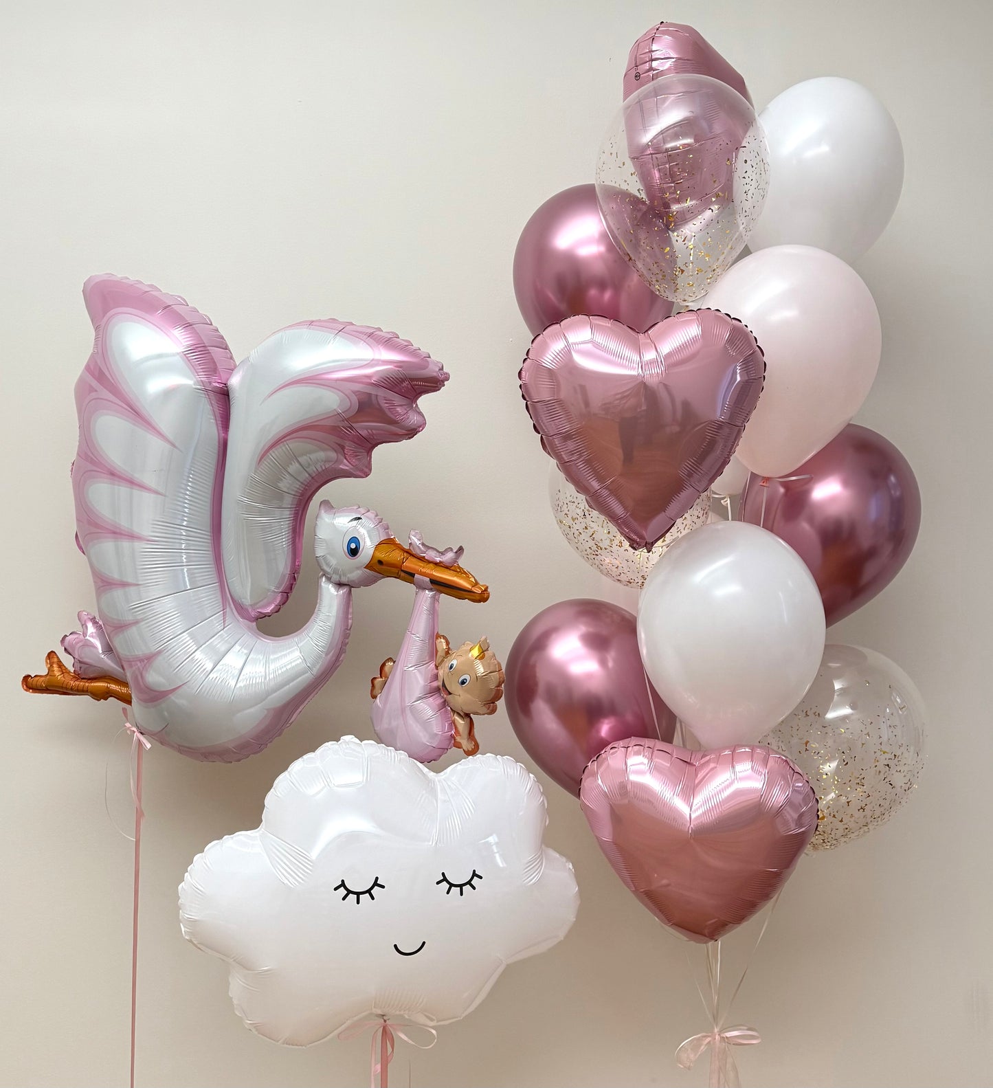 Stork & Cloud Balloon Set – Welcome Baby