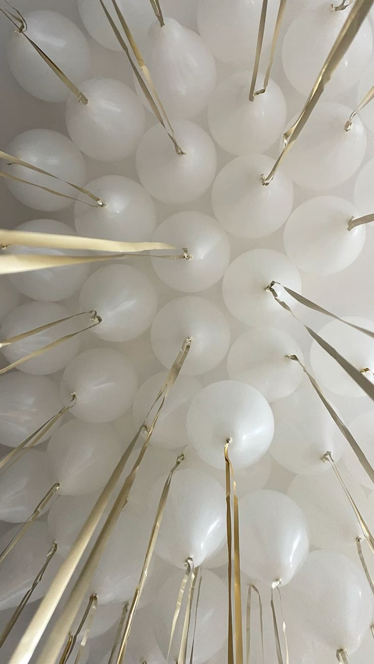 White + Gold String Balloons
