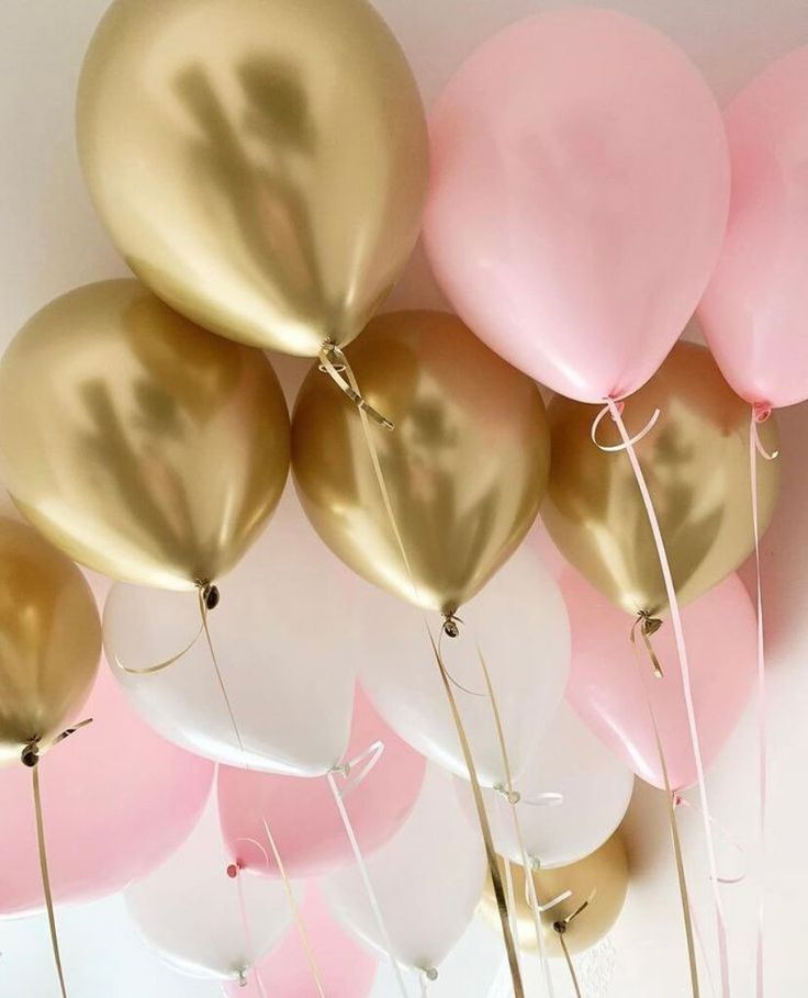 Baby Pink White and Gold Balloons