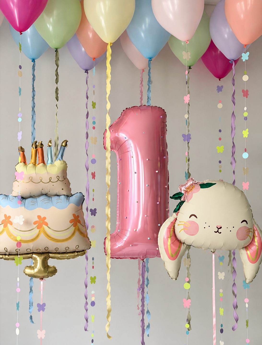 Little Bunny First Birthday Balloon Set