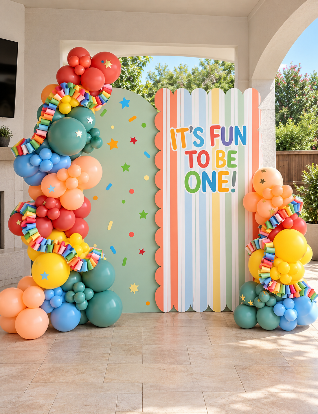 One Happy Year Balloon Backdrop