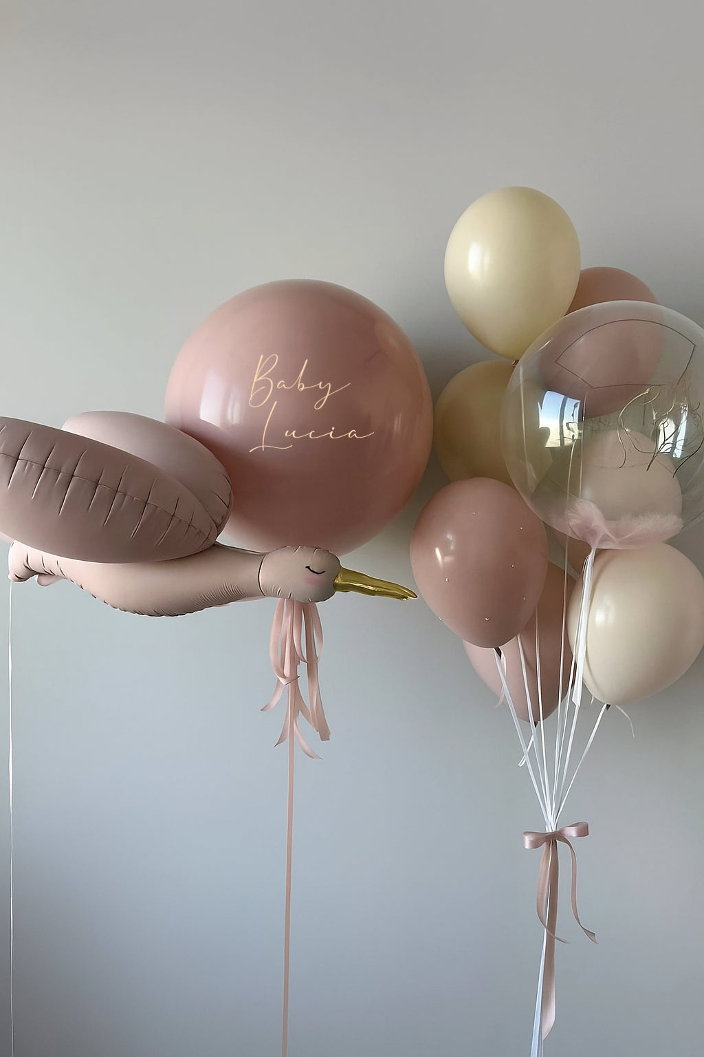 Pink Cream Baby Stork