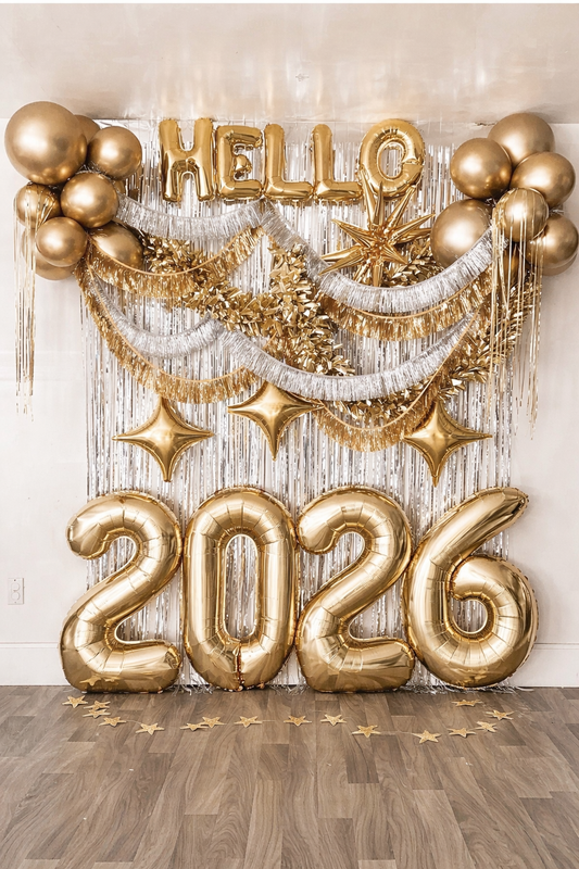 Golden Hello 2026 - Backdrop Balloons Installation