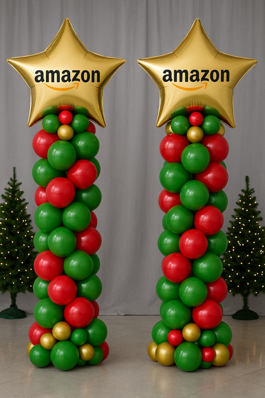 Classic Christmas Star Balloon Columns