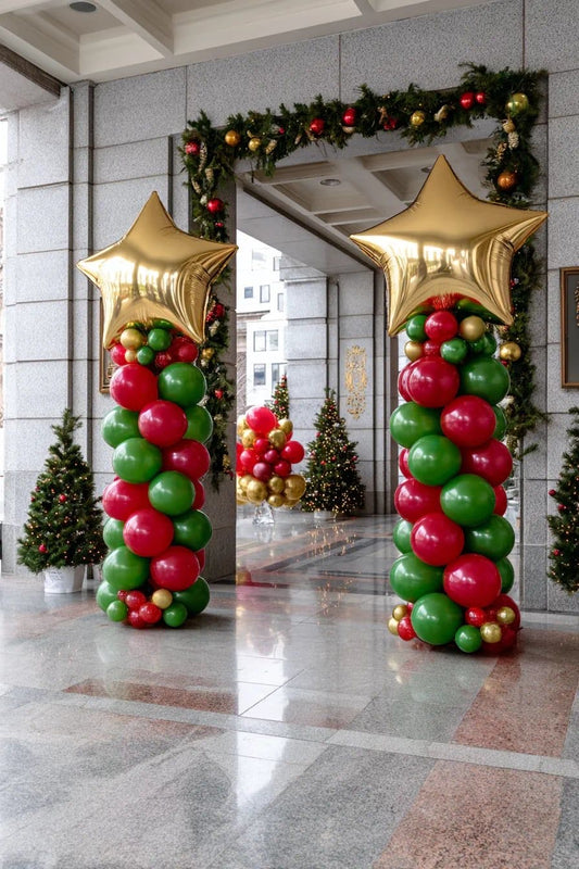 Classic Christmas Star Balloon Columns