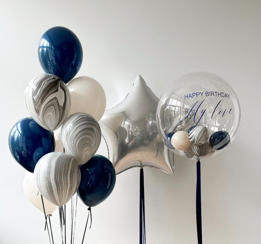 Navy Marble Balloon Set