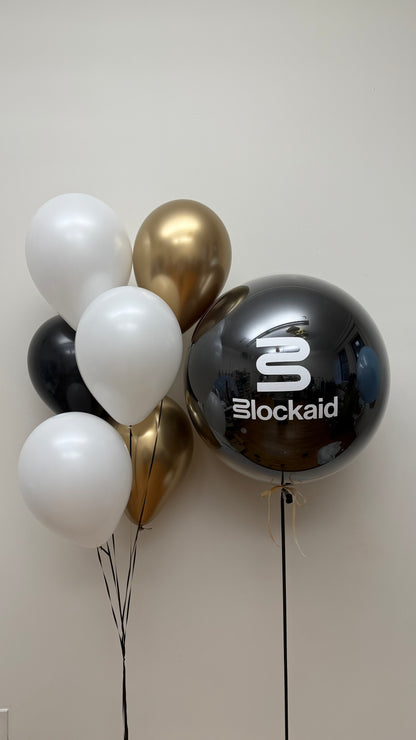 Branded Large Balloon + Latex Bunch Set (Monochrome Logo)