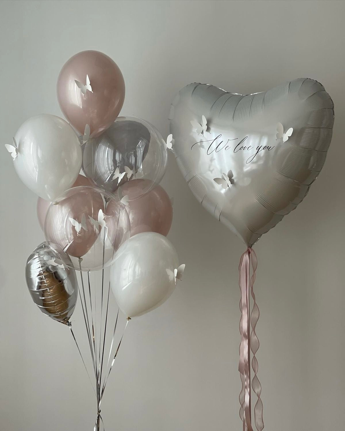 White Blush Butterfly Balloon Set