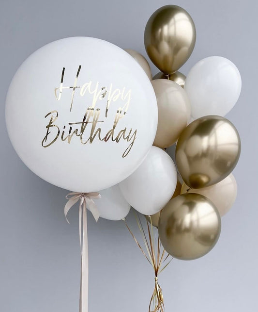 White Golden Balloon Set