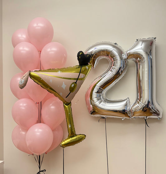 Pink Bubbly Martini Birthday Set