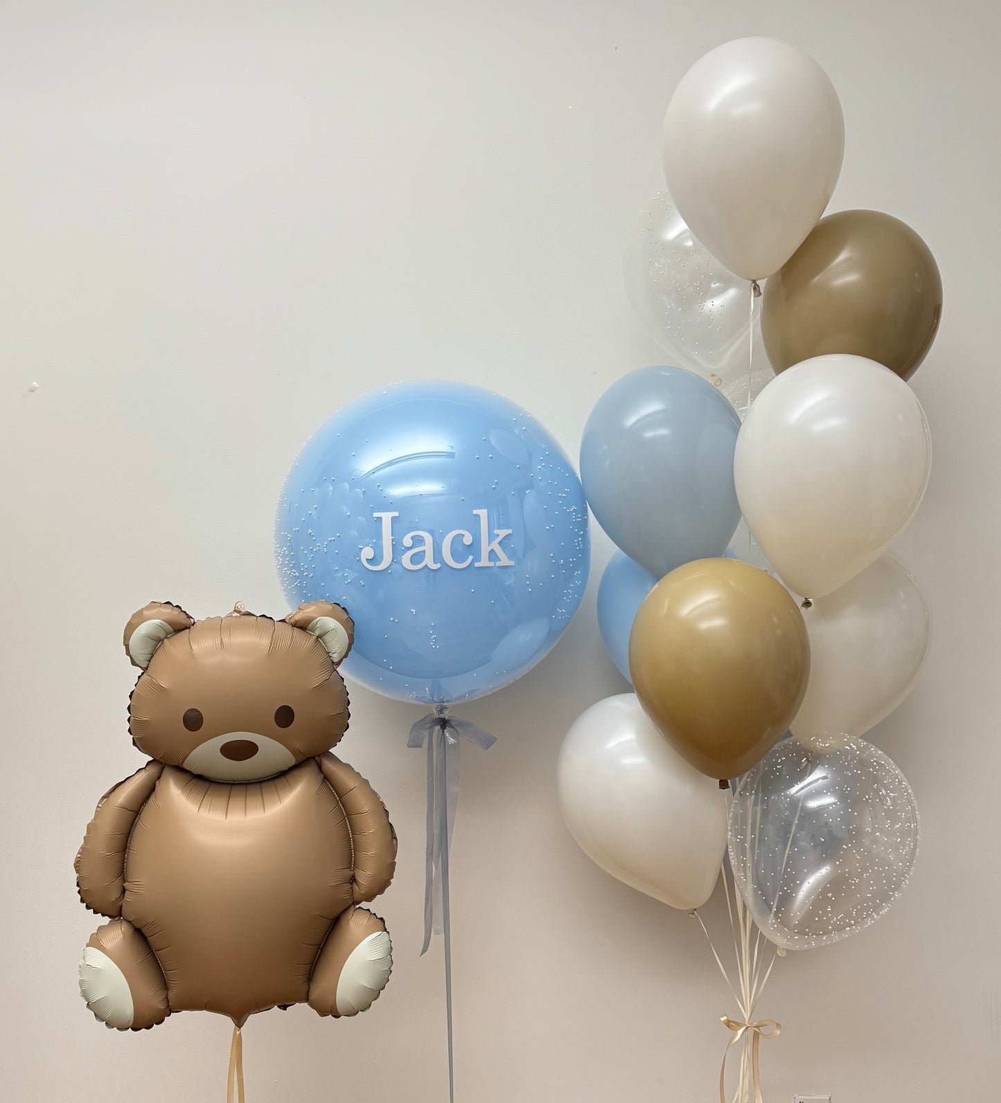 Teddy Bear Cream and Latte / Customized for boys (blue) - girls (pink)