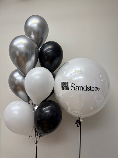 Branded Large Balloon + Latex Bunch Set (Monochrome Logo)