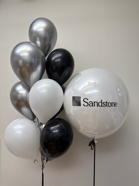 Branded Large Balloon + Latex Bunch Set (Monochrome Logo)