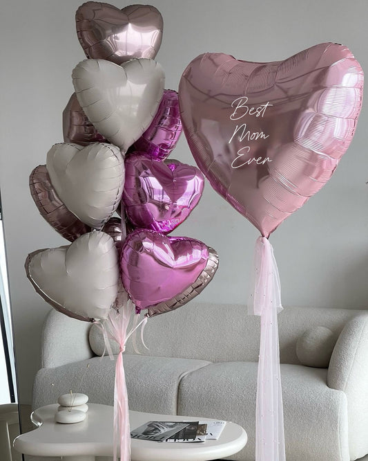 Best Mom Ever Luxe Heart Balloon Set