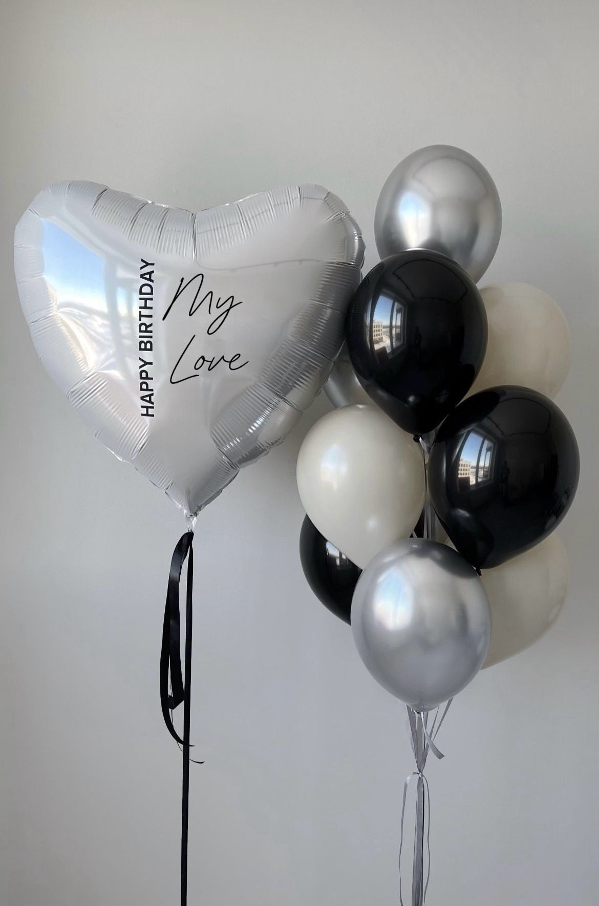 Black & Silver Romance Balloon Set