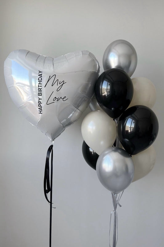 Black & Silver Romance Balloon Set