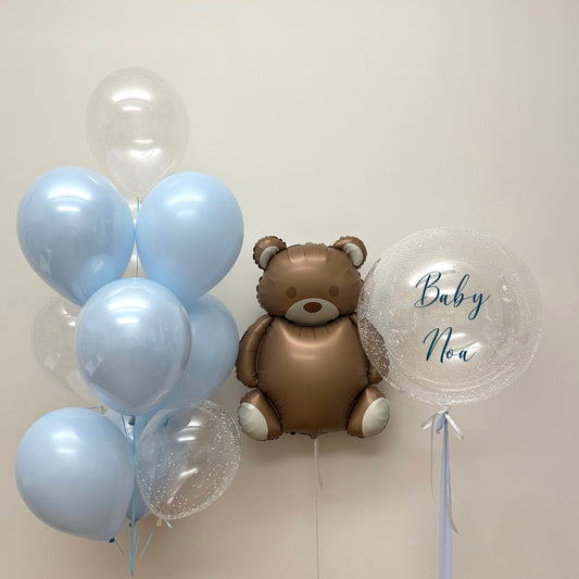 Teddy Bear Clear with foam balls / Customized for boys (blue) - girls (pink)