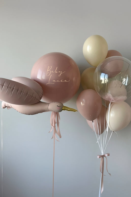 Pink Cream Baby Stork